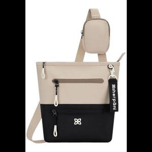 Sherpani Beige and Black Crossbody Bag